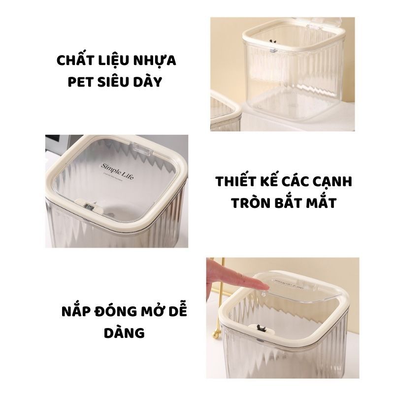 Thùng Đựng Rác Văn Phòng ENODA HOME, Thùng Rác Mini Để Bàn Kiểu Dáng Vân Sọc Trong Suốt TR050 | BigBuy360 - bigbuy360.vn