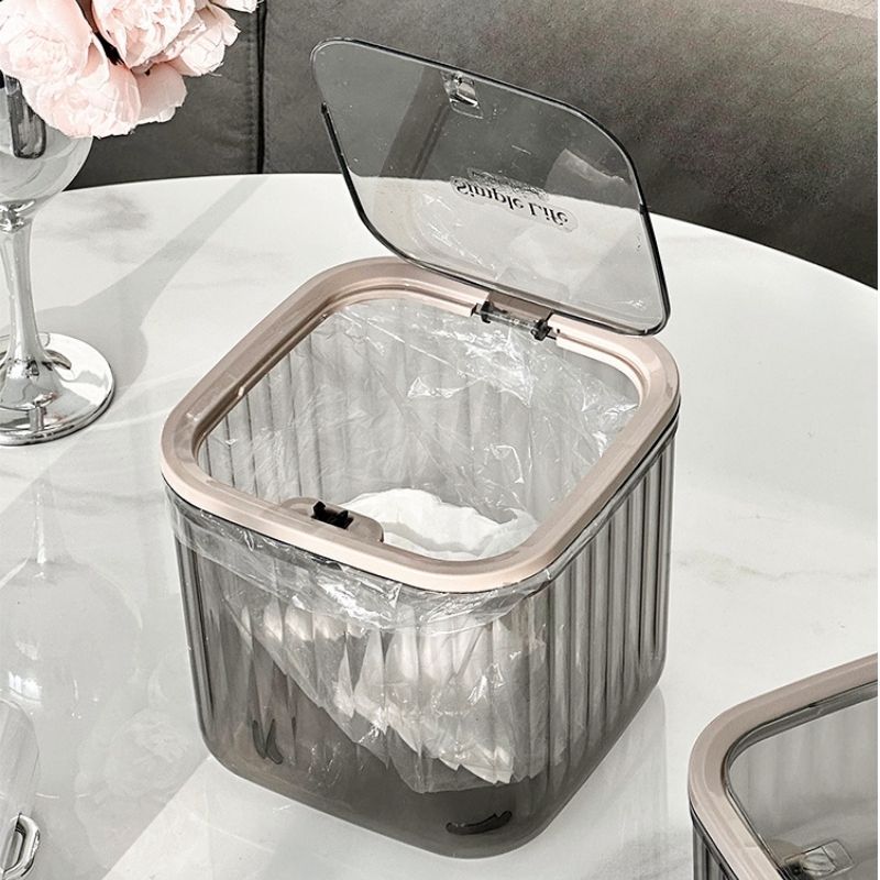 Thùng Đựng Rác Văn Phòng ENODA HOME, Thùng Rác Mini Để Bàn Kiểu Dáng Vân Sọc Trong Suốt TR050 | BigBuy360 - bigbuy360.vn