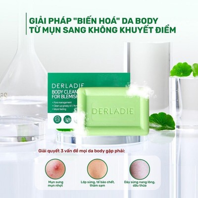Xà Phòng Làm Sạch Hỗ Trợ Giảm Mụn Cơ Thể Derladie Body Cleansing Bar For Blemish Skin 50g (Date 2027) HOT