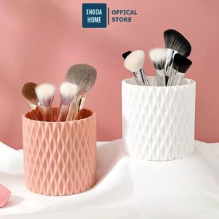  Hộp Đựng Cọ Trang Điểm Xoay Tròn ENODA HOME Ống Đựng Đồ Makeup Để Bàn Chia Ngăn Tiện Lợi R015 