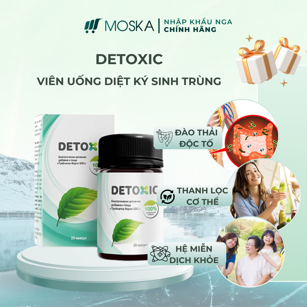 Viên Uống Detoxic Nga: Thảo Dược Giúp Diệt Ký Sinh Trùng, Loại Bỏ Giun Sán, Cải Thiện Hôi Miệng Thanh Lọc Cơ Thể | MOSKA