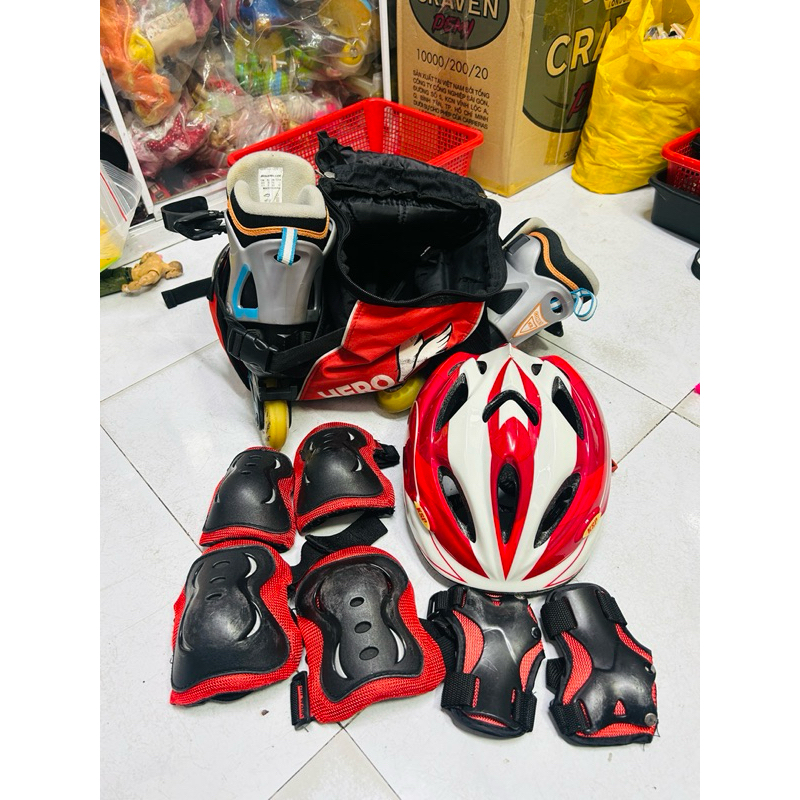 Giày Patin trẻ em KIDS A ROLLERBLADE MICROBLADE Size : 32-37 ( kèm nón Bh+ bảo hộ tay chân+ balo)
