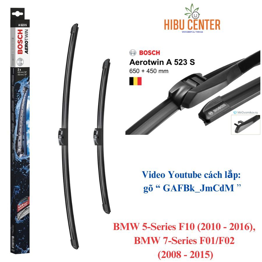 Gạt Mưa BOSCH Wiper Blade Aerotwin A523S Set 26" - 18"  Bmw 5-Series F10, Bmw 7-Series F01/F02