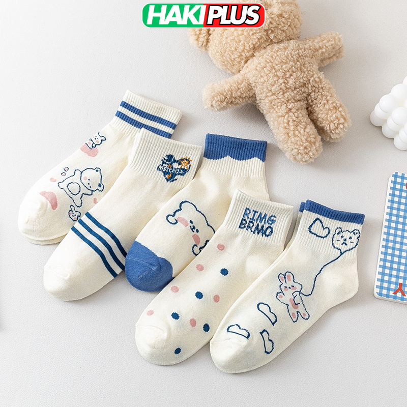 HAKIPLUS Tất cổ ngắn nữ, vớ cổ ngắn nữ họa tiết xinh xắn màu trắng thời trang TC98