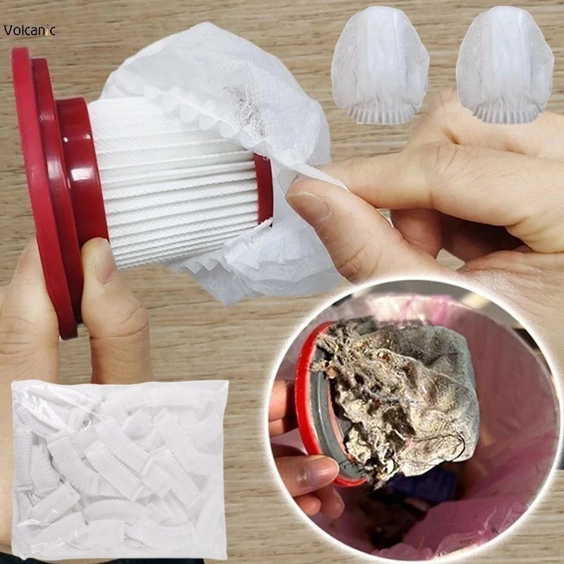 Set 100 túi lưới lọc bụi cho máy hút bụi cầm tay, túi bọc lõi lọc máy hút bụi