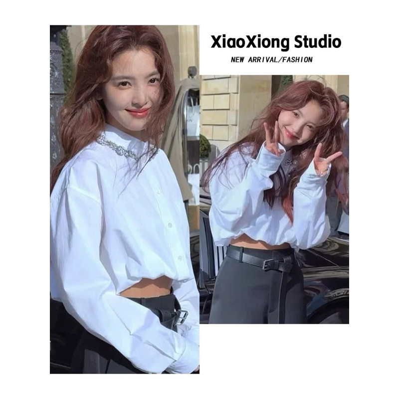 áo sơ mi croptop tay dài Chương Nhược Nam