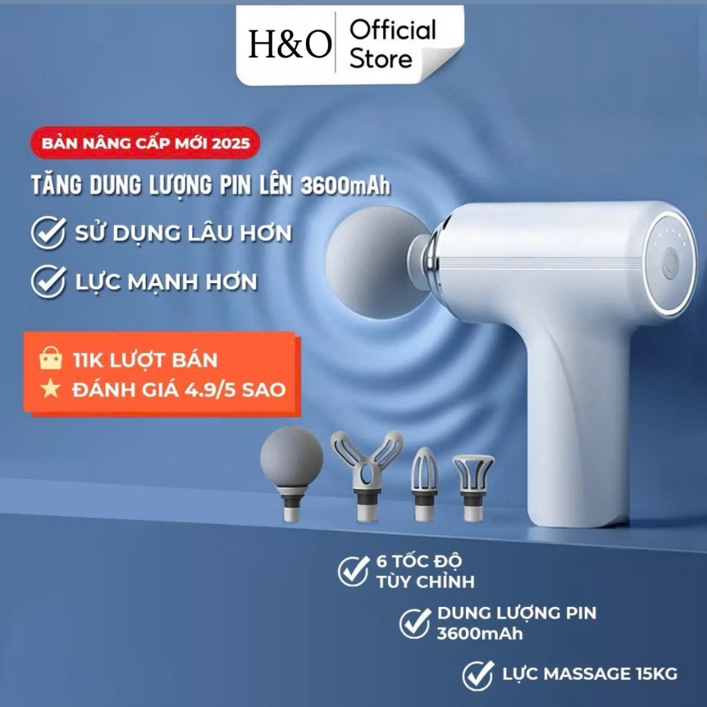 Máy Massage Cầm Tay Mini Cao Cấp - Công Nghệ AI Cảm Biến Lực Nhấn Giúp Giảm Đau Mỏi, Giãn Cơ Sau Tập Luyện