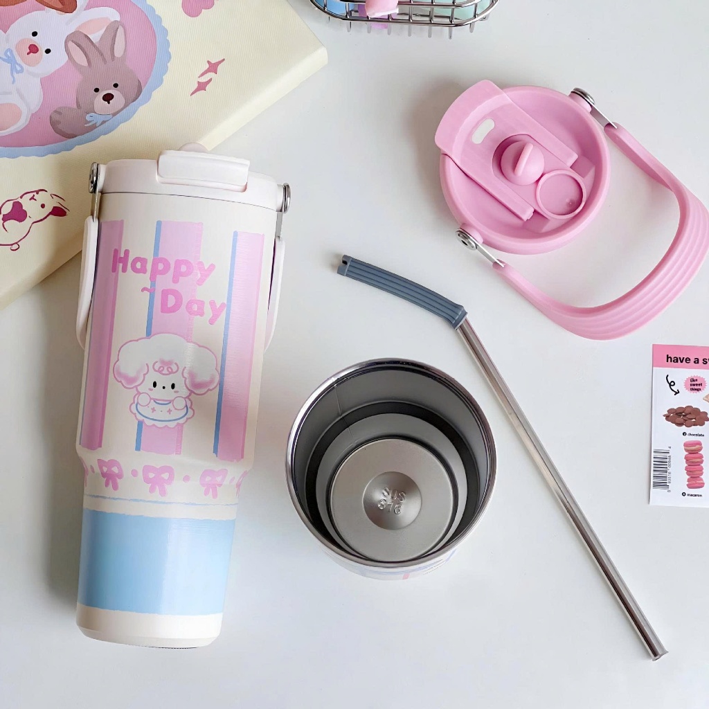 Ly Giữ Nhiệt Chubby Có Ống Hút, Bình Nước Giữ Nhiệt Nóng Lạnh 8-12H PINKCUPS 900ml Không Đổ Mồ Hôi Inox 316 - PC57 | BigBuy360 - bigbuy360.vn
