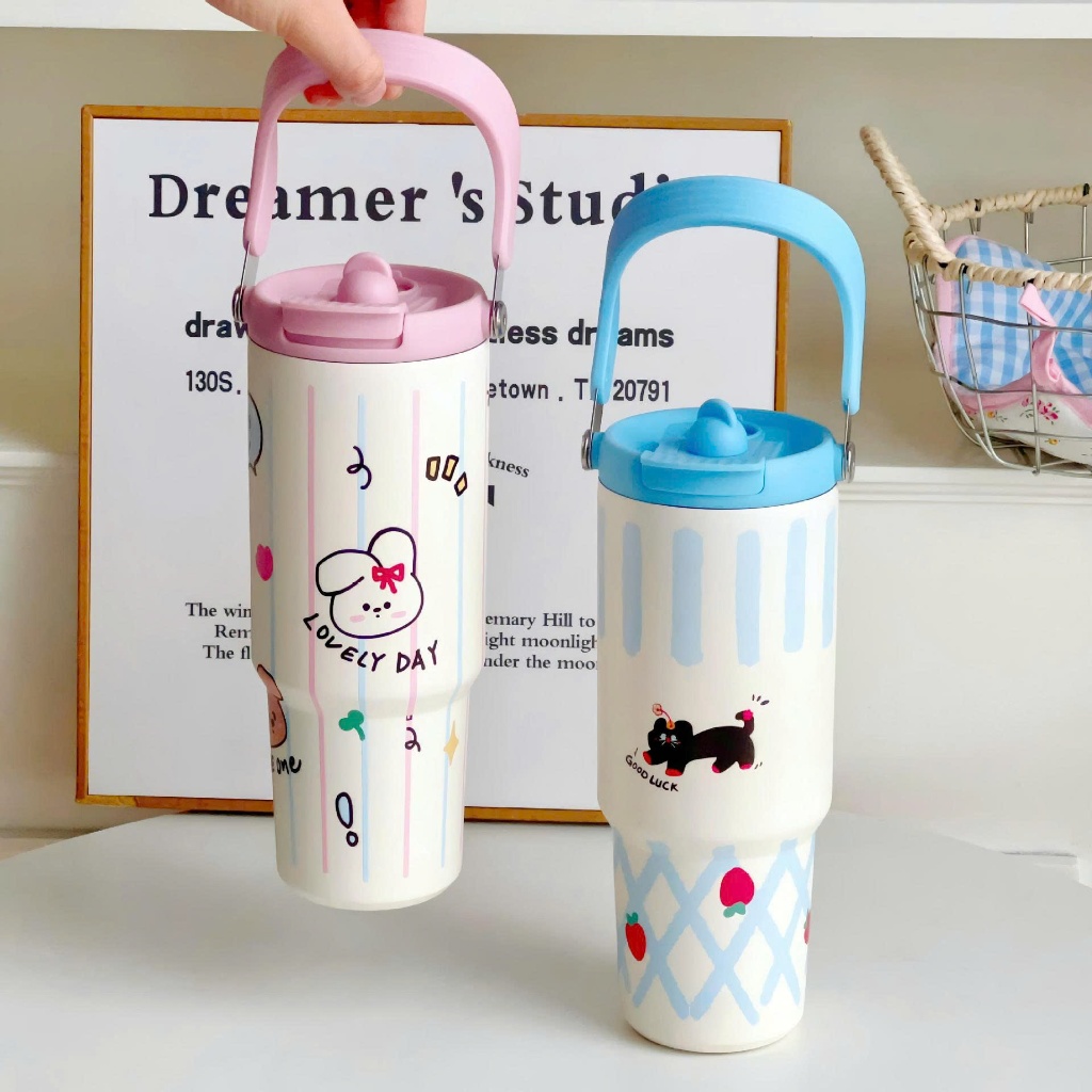 Ly Giữ Nhiệt Chubby Có Ống Hút, Bình Nước Giữ Nhiệt Nóng Lạnh 8-12H PINKCUPS 900ml Không Đổ Mồ Hôi Inox 316 - PC57 | BigBuy360 - bigbuy360.vn