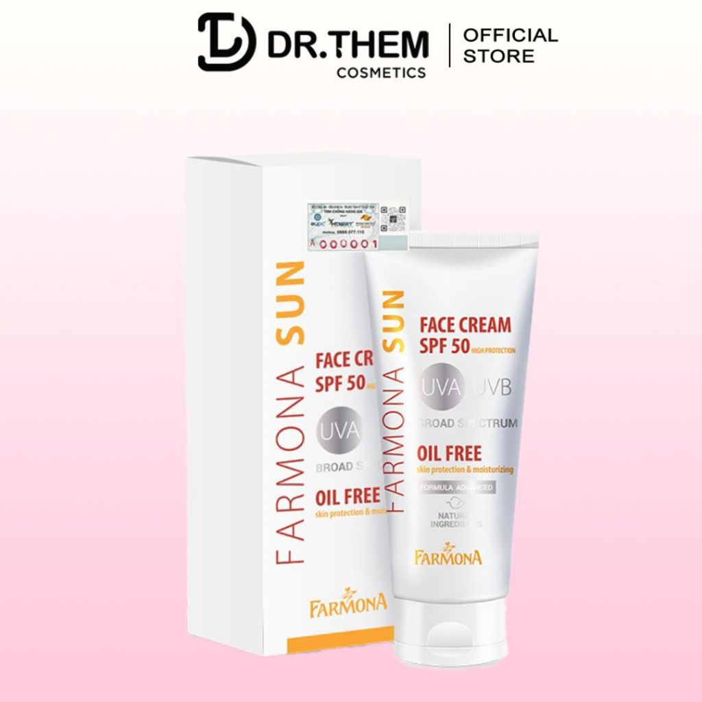 Kem Chống Nắng Farmona Sun Face Cream Oil Free Spf50 Cho Da Dầu Mụn 50ml, Không Chứa Dầu Cho Da Mặt spf 50- Dr Thêm