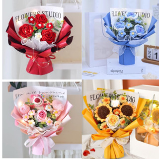   Tặng túi+thiệp  Bó hoa Hồng bằng len quà tặng  20 10  lễ tốt nghiệp chụp kỉ yếu quà sinh Nhật mẹ quà 20 10 