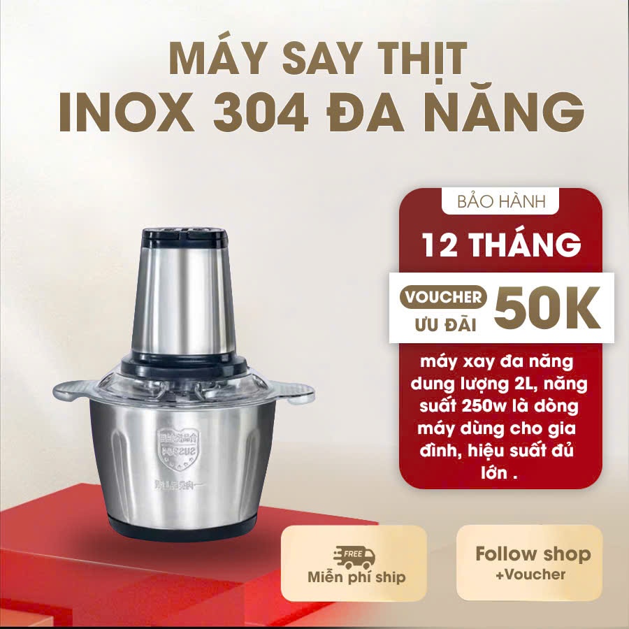 Máy xay thịt mini - xay tỏi ớt xay thịt, máy xay thịt đa năng xay sinh tố ngũ cốc dung tích 2L HOT New