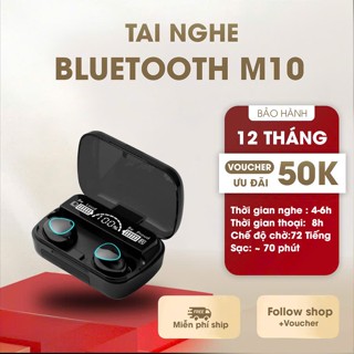 Tai Nghe Bluetooth Không Dây M10 Phiên Bản Pro Nâng Cấp Pin Trâu 3000mah, Nút Cảm Ứng, Màn Hình Led Gaming, Chống Nước H