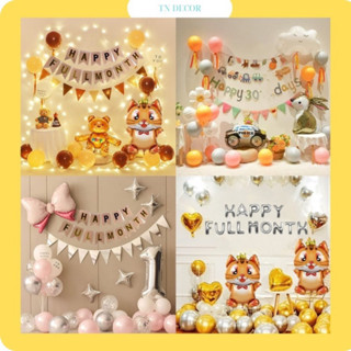 (Kèm bơm + băng dính ) Set bóng bay trang trí đầy tháng cho bé, happy fullmonth bé trai và bé gái