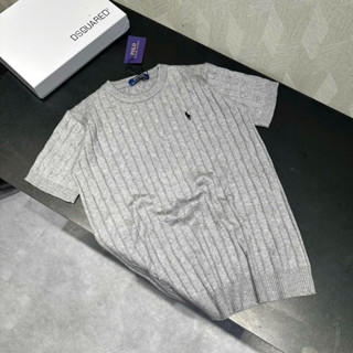 Áo phông nam nữ PB vải len dệt hoạ tiết sợi vặn thừng thêu logo ngựa chiến binh ngực dày dặn basic