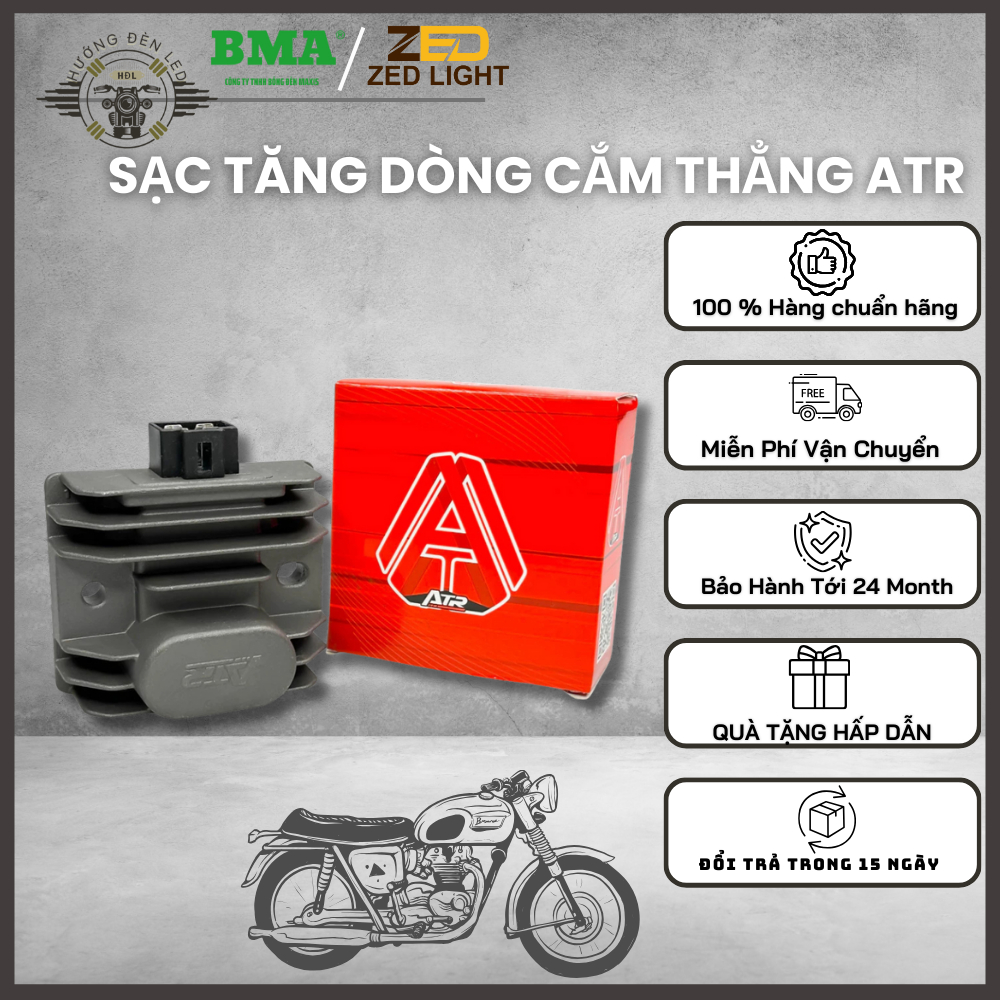 FREESHIP Sạc Độ Tăng Dòng ATR Lắp Mọi Loại Xe Máy Bảo Hành 12 Tháng ZED LIGHT