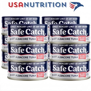 Cá ngừ hoang dã thủy ngân thấp Wild Albacore Tuna : Safe Catch hộp 12 lon