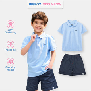  Bộ đồ quần áo polo cho bé trai Bigfox Miss Meow vải cá sấu áo có cổ mặc đi chơi size đại 30kg 50kg 