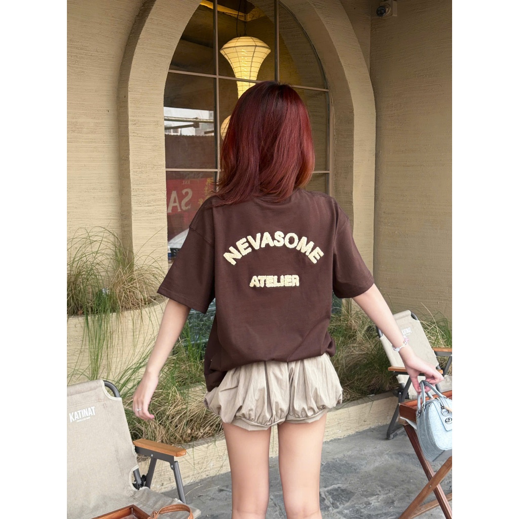 Áo Thun Boxy Nevasome Atelier Thêu Xù Cotton 260 gsm Tay Lỡ Form Boxy Rộng Nam Nữ Cổ Tròn | BigBuy360 - bigbuy360.vn