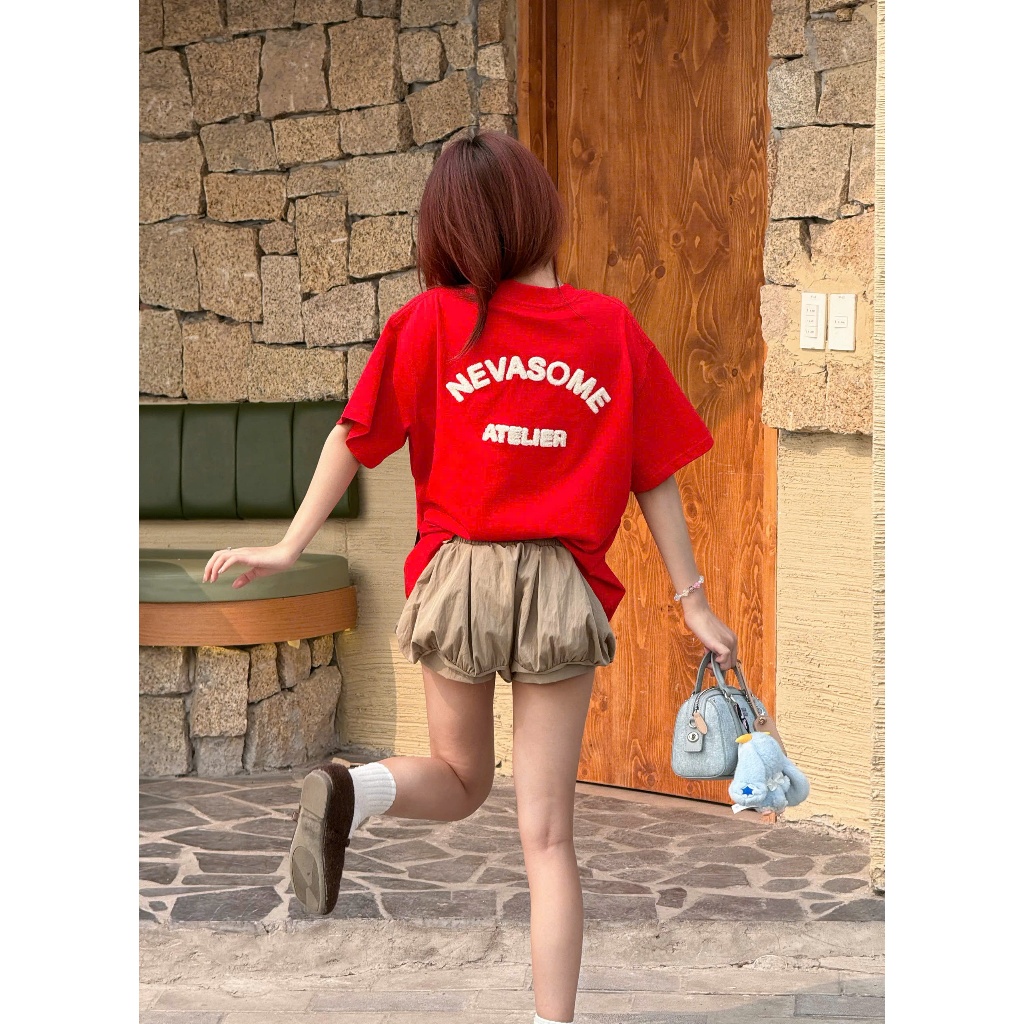 Áo Thun Boxy Nevasome Atelier Thêu Xù Cotton 260 gsm Tay Lỡ Form Boxy Rộng Nam Nữ Cổ Tròn | BigBuy360 - bigbuy360.vn