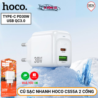 Củ Sạc Nhanh 30W PD Cho Samsung, i 14 13 12 11 X, Xiaomi - Cốc Sạc 2 Cổng Hoco CS55A PD, QC3.0 Siêu Bền [CHÍNH HÃNG]