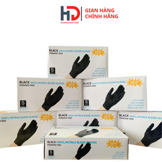 (Hộp Đủ 100 Chiếc) Găng Tay Y Tế Đen Nitrile Không Bột I Găng Tay Đen Chuyên Dụng Cho Spa, Phun Xăm, Tóc.
