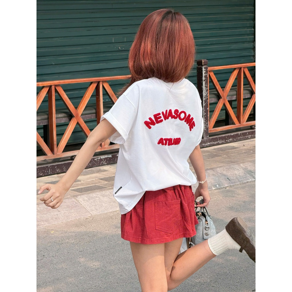 Áo Thun Boxy Nevasome Atelier Thêu Xù Cotton 260 gsm Tay Lỡ Form Boxy Rộng Nam Nữ Cổ Tròn | BigBuy360 - bigbuy360.vn