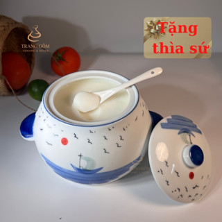  Hũ đựng mỡ âu sứ có nắp gốm Bát Tràng liễn đựng mẻ gia vị muối dưa cà an toàn khi sử dụng 