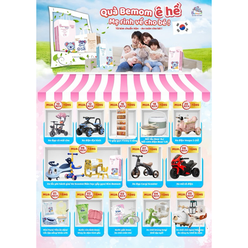Quà tặng mua kèm bỉm Bemom (đọc kĩ lưu ý về phần quà), Quà tặng chỉ áp dụng cho túi bỉm lớn, không áp dụng cho túi mini