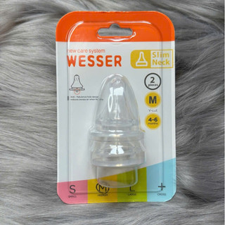 Lẻ / Set núm ty Wesser CỔ HẸP/ CỔ RỘNG Siêu Mềm Có Van Thông Hơi Đủ Size S,M,L,+