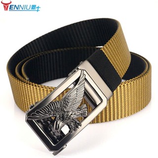 Thắt lưng nam khóa tự động chạm hình cá tính mặt đúc đặc xoay 2 bên dây dù cao cấp