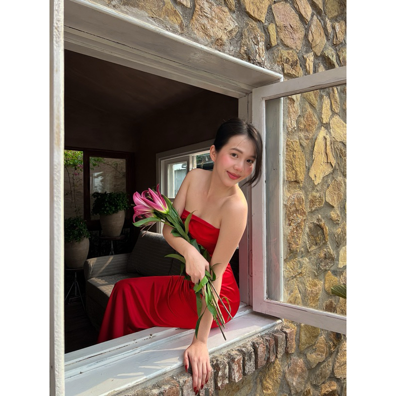 APRICOT SILK DRESS HEALING | Đầm lụa dài
