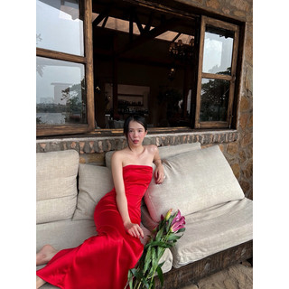 APRICOT SILK DRESS HEALING | Đầm lụa dài