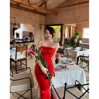 APRICOT SILK DRESS HEALING | Đầm lụa dài