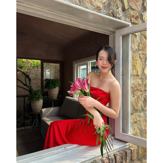 APRICOT SILK DRESS HEALING | Đầm lụa dài