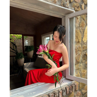 APRICOT SILK DRESS HEALING | Đầm lụa dài