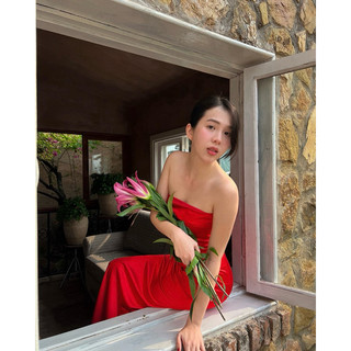 APRICOT SILK DRESS HEALING | Đầm lụa dài