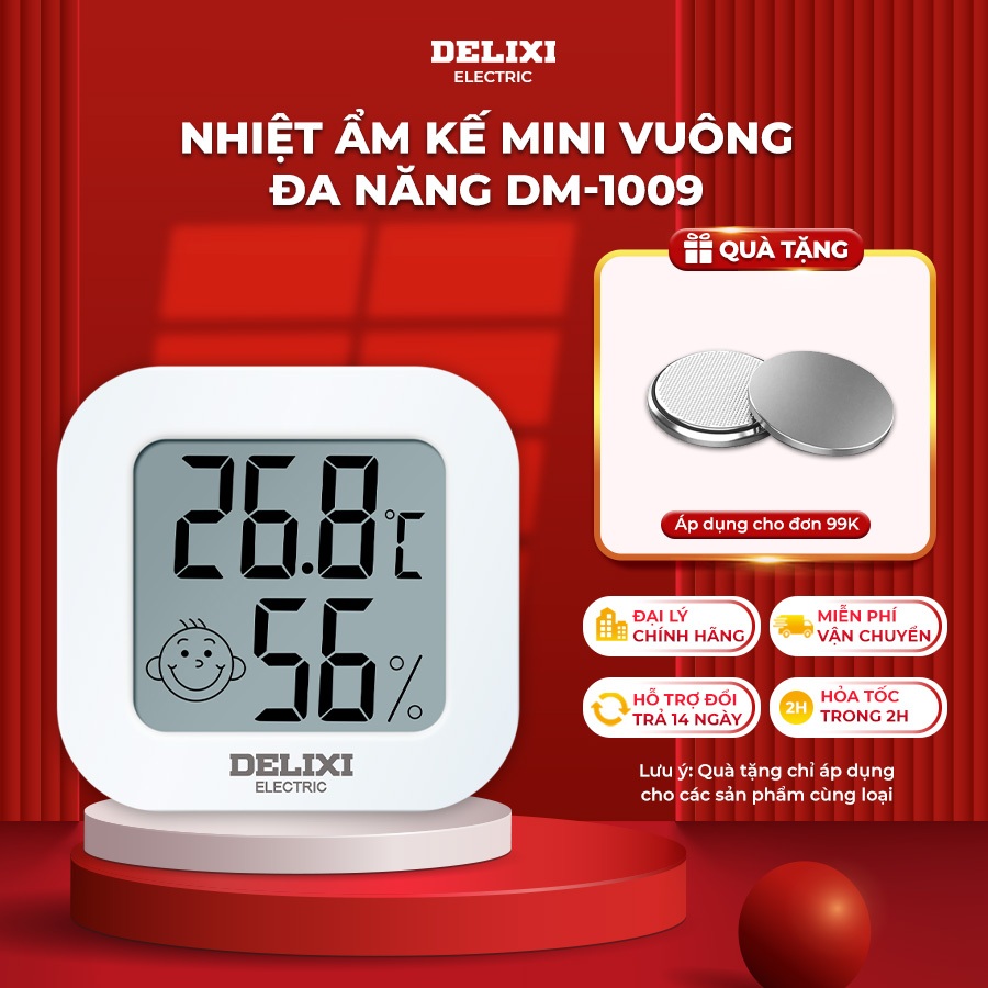 Nhiệt kế phòng điện tử DELIXI đo nhiệt độ và độ ẩm phòng ngủ cho bé，Đa chức năng