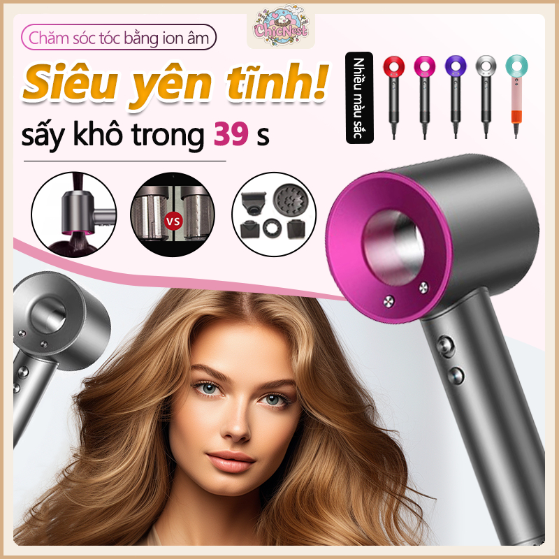 Máy Sấy Tóc Ion Âm - Chăm Sóc Tóc Tạo Kiểu Chuyên Nghiệp Không Cánh 2 Chiều Nóng Lạnh 3 Tốc Độ Máy sấy tóc đa năng