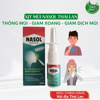  Chai xịt mũi Nasol Spray Nebuliser 15ml Thái Lan Xịt thông mũi giảm nghẹt thông xoang Nasol 
