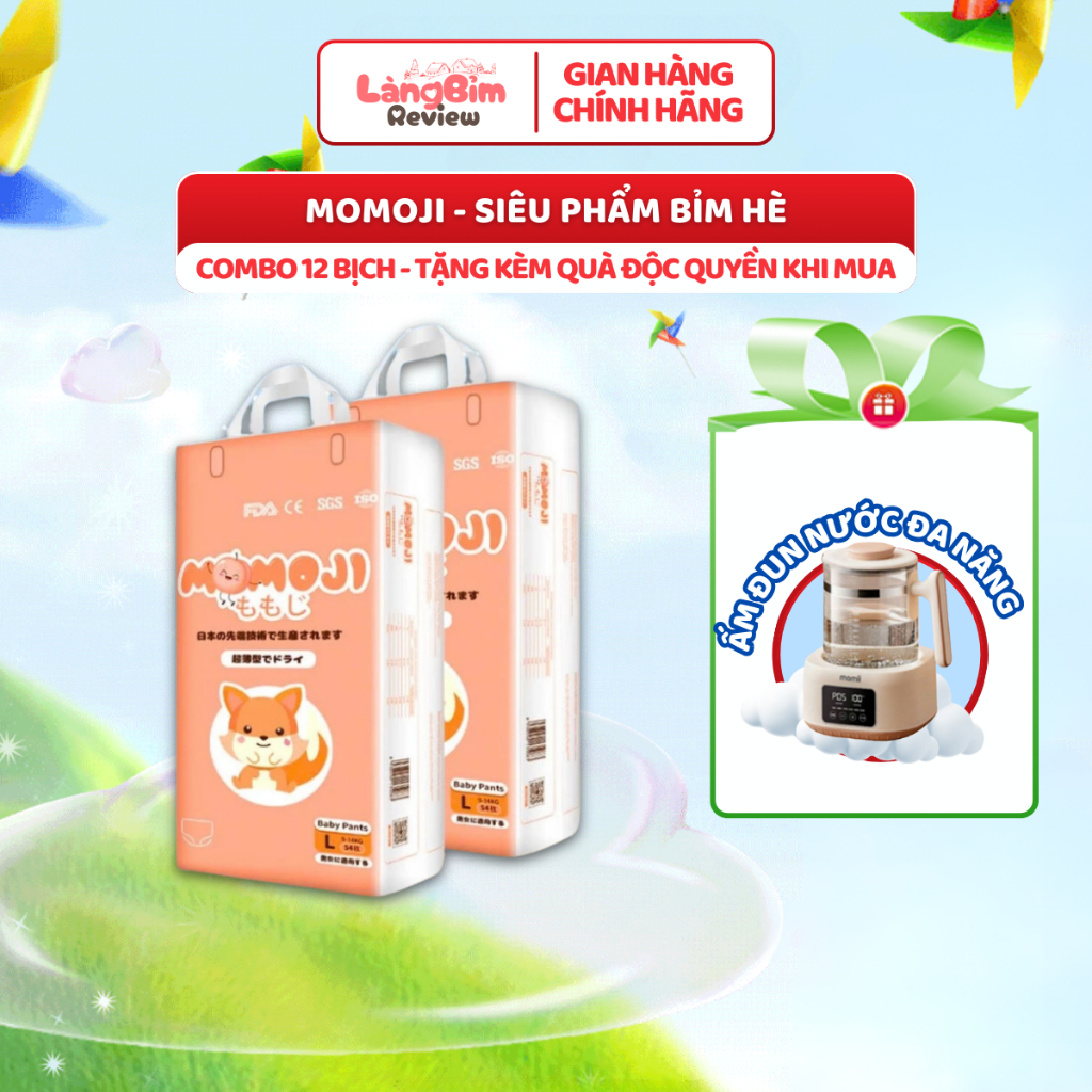 [ COMBO 12 BỊCH ] Tã Bỉm Quần Momoji Extra Plus Mềm Mại, Siêu Mỏng, Siêu Thâm Hút Đủ Size Cho Bé Từ 