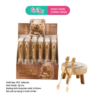 Bàn Chải Đánh Răng Cho Bé Gabby Hình Capybara, Ngộ Không, Thỏ Hồng, Mèo Tím Lông Mềm Mịn