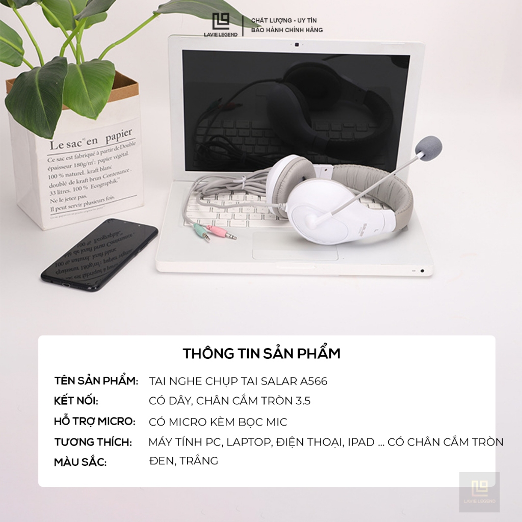 Tai Nghe Chụp Tai Có Mic SALAR A566 Dùng Cho Máy Tính, Headphone PC Có Dây , Micro Đàm Thoại , Tai Nghe Học Online | BigBuy360 - bigbuy360.vn