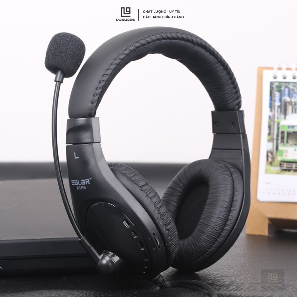 Tai Nghe Chụp Tai Có Mic SALAR A566 Dùng Cho Máy Tính, Headphone PC Có Dây , Micro Đàm Thoại , Tai Nghe Học Online | BigBuy360 - bigbuy360.vn