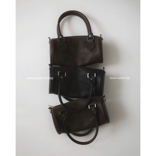 HYPNOTISM | BARREL LEATHER BAG - Túi da bò dáng tròn đeo chéo nam nữ streetwear form nhỏ gọn