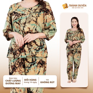  Đồ bộ Tole nữ mặc nhà Thành Duyên bông tay lỡ quần dài không rút thoáng mát  03-24 - 1507TLD 