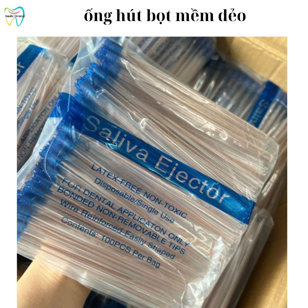 [ RẺ NHẤT ] Túi 100 ống hút bọt nha khoa - Ống hút bọt hút dịch mềm dẻo chuyên dùng trong nha khoa