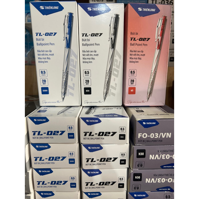 Combo 20 bút bi Thiên Long TL-027 ngòi 0,5 ( Có Ruột thay thế BPR-06 )