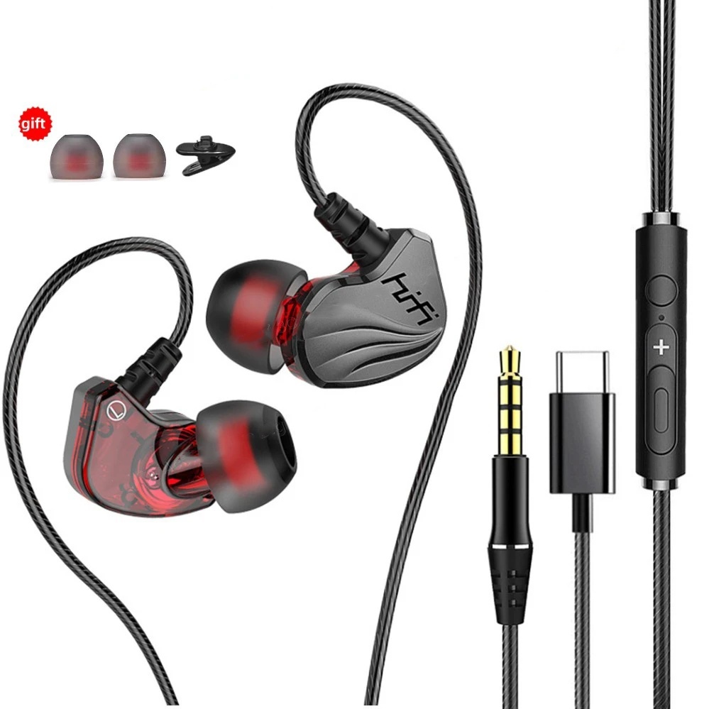 Tai nghe  Type C Tai nghe rảnh tay có dây kèm mic  nhét tai Bass Stereo Hifi Tai nghe chơi game