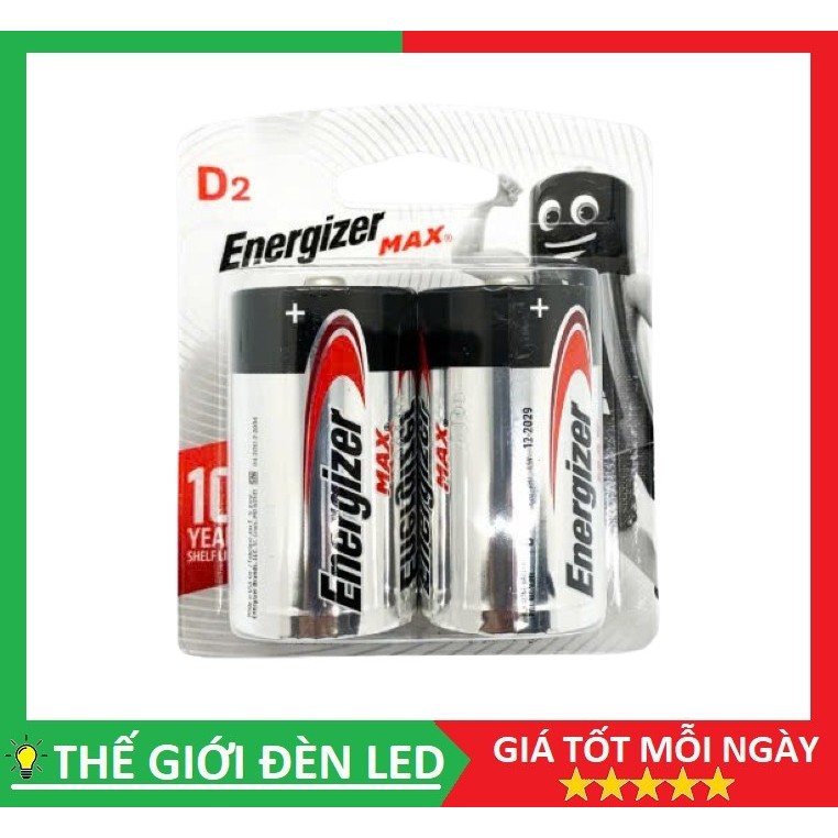 Vỉ 2 viên Pin đại D Energizer Alkaline 1.5v Max E95 chính hãng